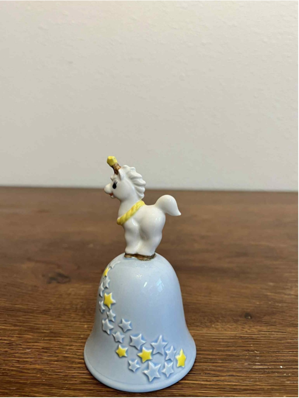 Vintage Norcrest Unicorn Bell Blue Porcelain Japan Mid-Century Ceramic Collect